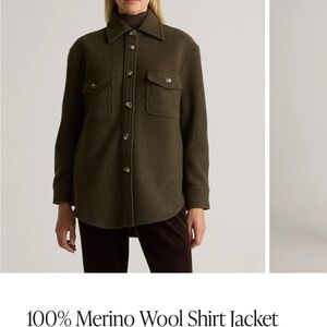 Quince Merino Wool Shirt Jacket - Olive M